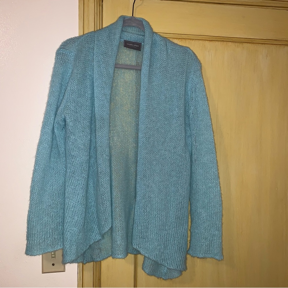 Wooden Ships Open Front Cardigan Aqua Size S/M